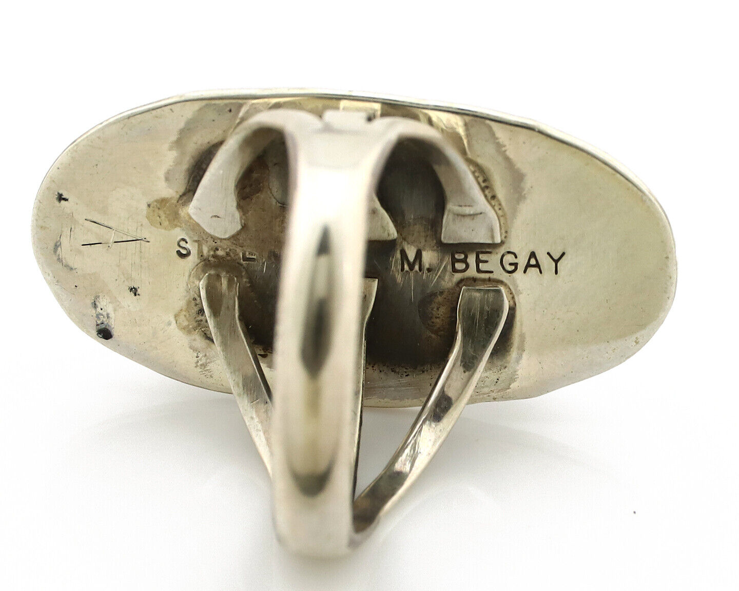 Navajo Ring 925 Silver Turquoise Mountain Artist Signed M Begay C.80's