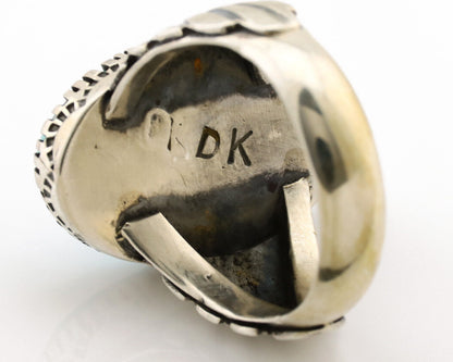 Navajo Ring .925 Silver Sleeping Beauty Turquoise Artist Signed DK C.80's