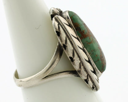 Navajo Ring .925 Silver Manassas Turquoise Signed Native Artist C.80's