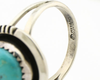 Navajo Ring .925 Silver Blue Nevada Turquoise Native American Artist C.80's
