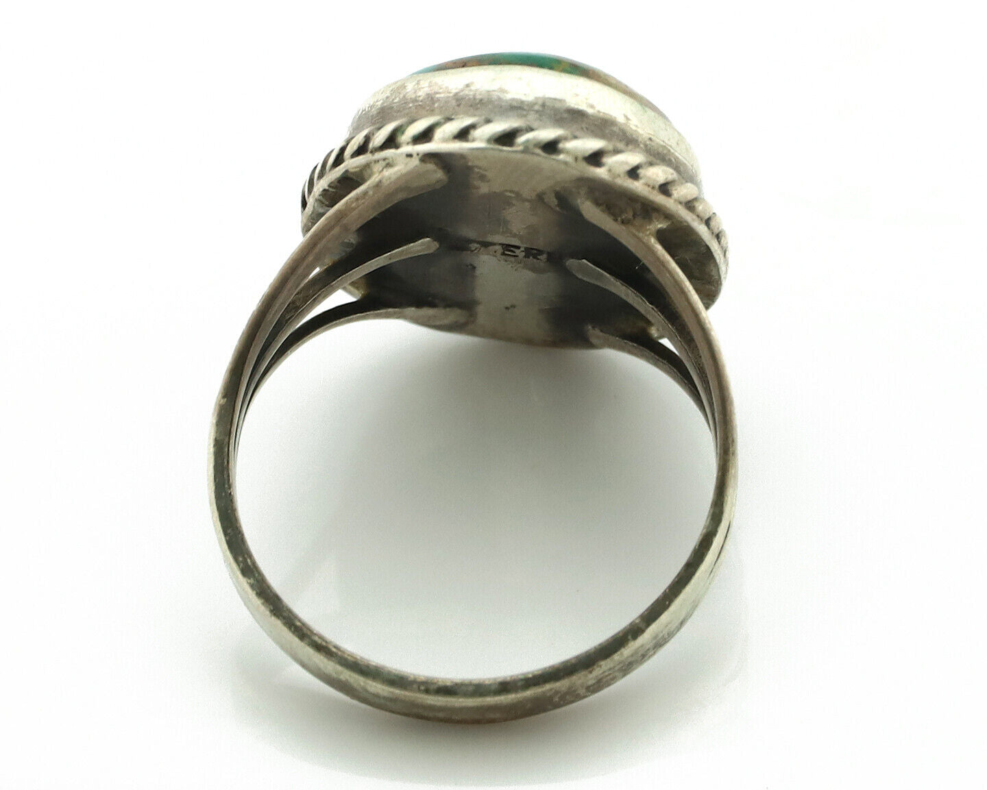 Navajo Ring 925 Silver Turq Mtn Turquoise Native American Artist C.80's