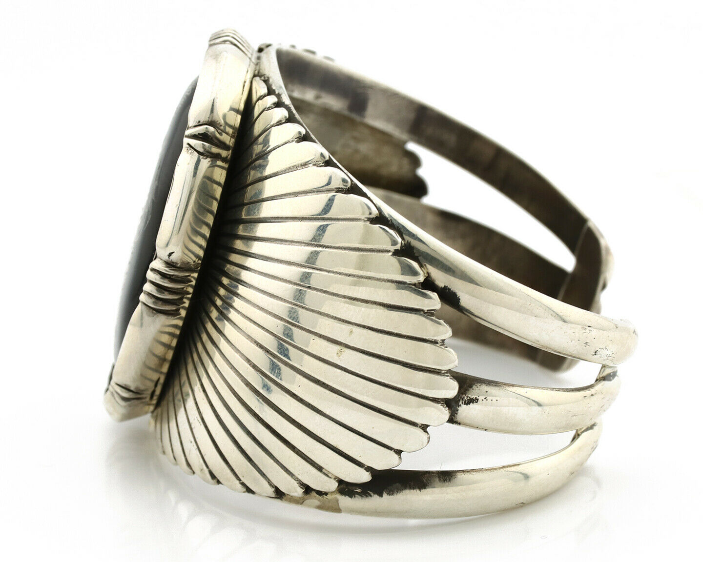 Navajo Bracelet .925 Silver Hand Carved Warrior Native American Artist