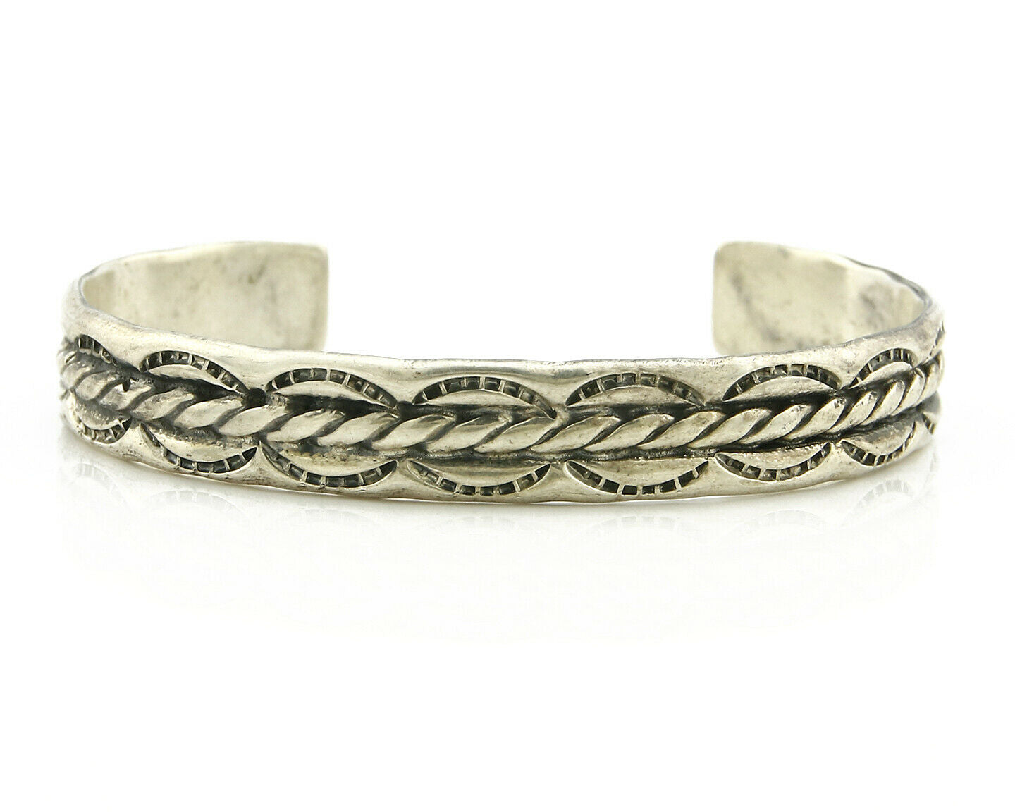 Navajo Bracelet .925 Silver Handmade Hand Stamped Signed Artist C Montoya C.80's