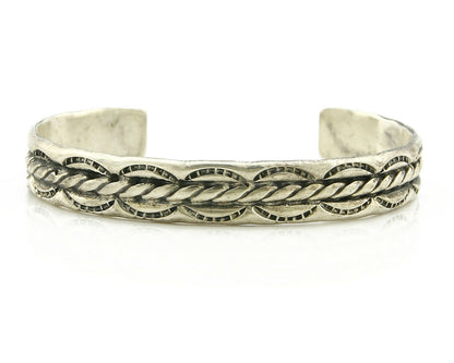 Navajo Bracelet .925 Silver Handmade Hand Stamped Signed Artist C Montoya C.80's
