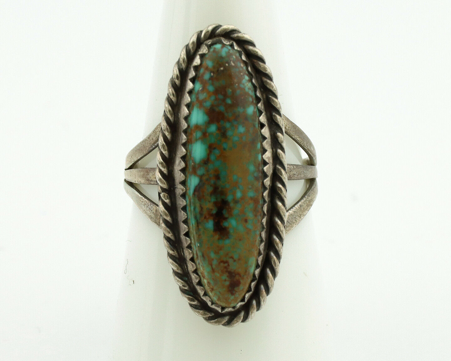 Navajo Ring .925 Silver Kingman Spiderweb Turquoise Native Artist C.1980's