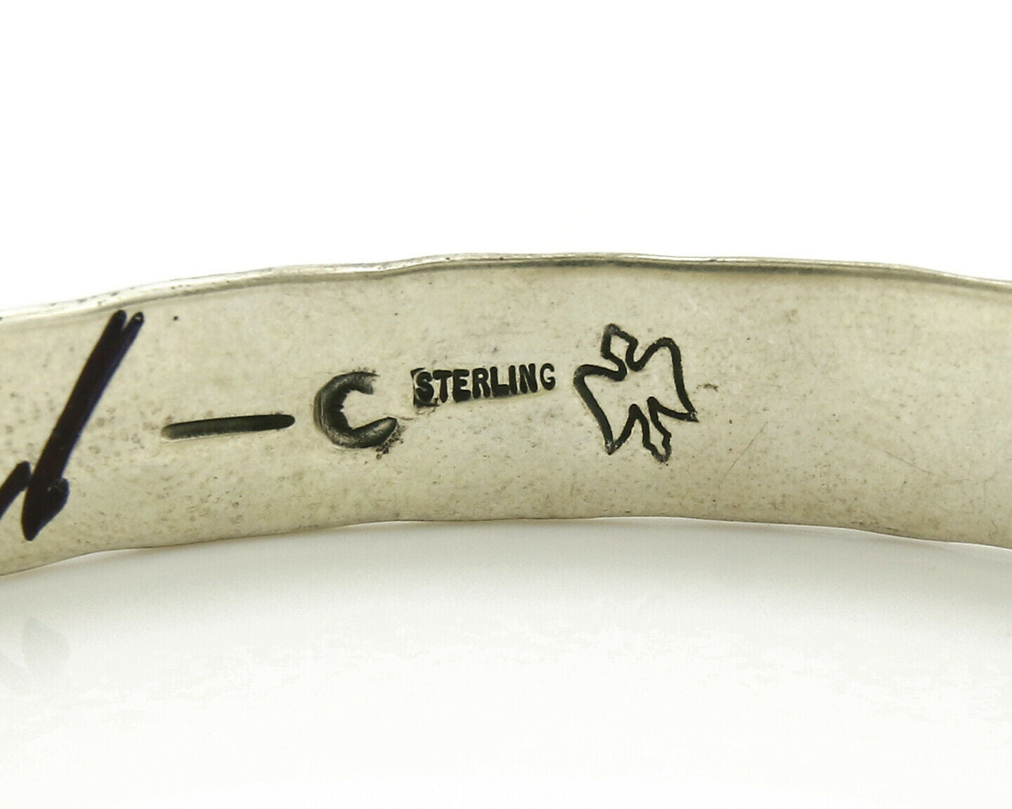 Navajo Bracelet .925 Silver Handmade Hand Stamped Signed Artist C Montoya C.80s