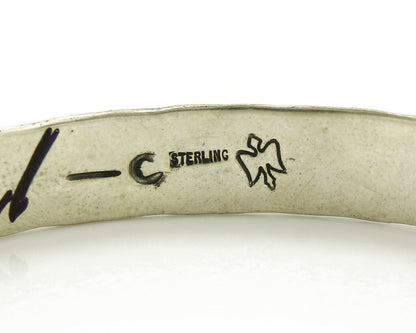 Navajo Bracelet .925 Silver Handmade Hand Stamped Signed Artist C Montoya C.80s