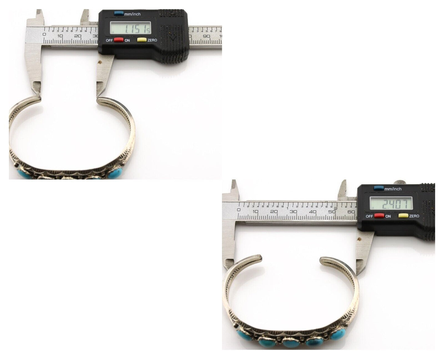 Navajo Bracelet .925 Silver Natural Blue Southwest Turquoise Signed UB C.80's