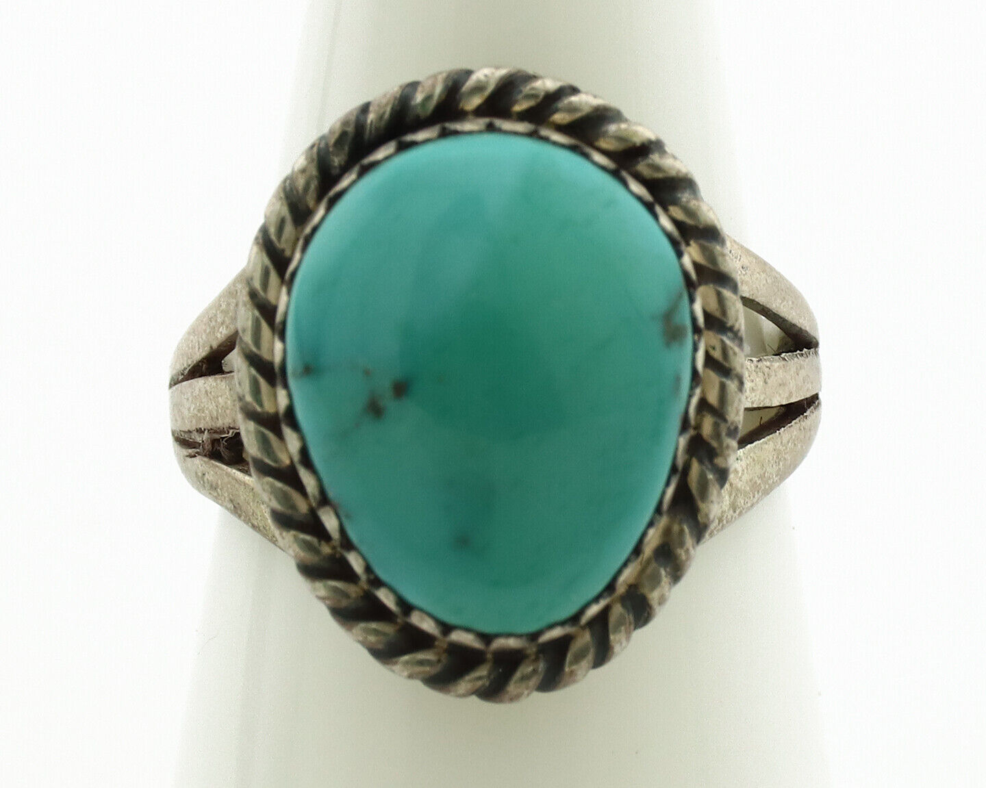 Navajo Ring .925 Silver Natural Blue Turquoise Native American Artist C.1980's