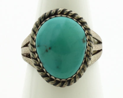 Navajo Ring .925 Silver Natural Blue Turquoise Native American Artist C.1980's