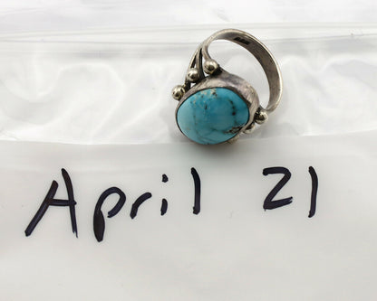 Navajo Ring .925 Silver Morenci Turquoise Native American Artist C80s