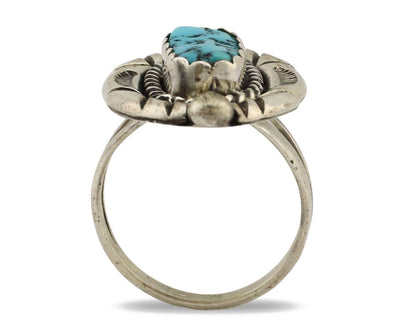 Navajo Ring 925 Silver Sleeping Beauty Turquoise Signed V & N EDSITTY C.80's