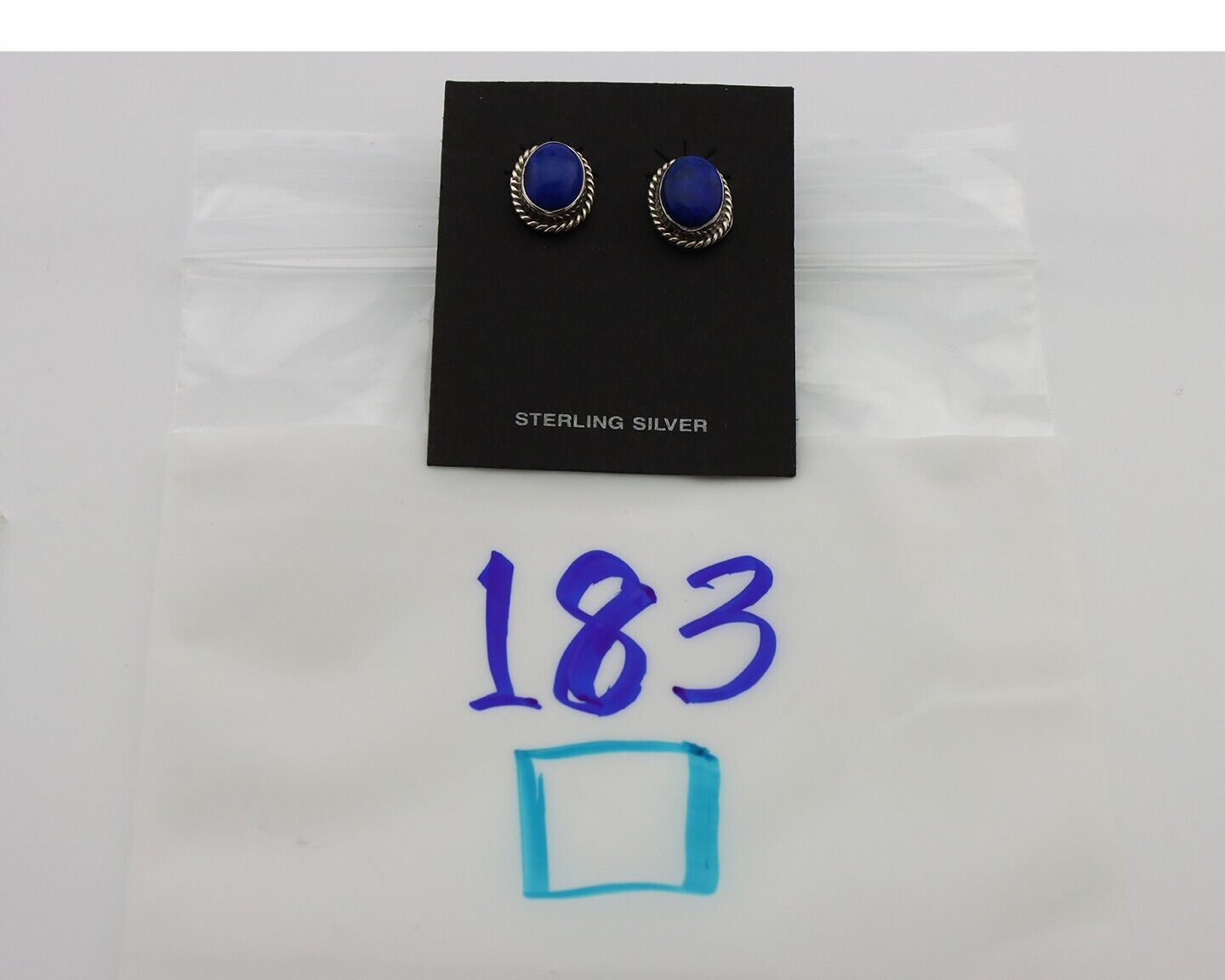 Navajo Earrings 925 Silver Natural Mined Lapis Native American Artist C80s