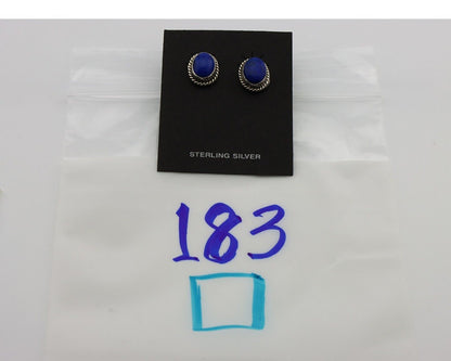 Navajo Earrings 925 Silver Natural Mined Lapis Native American Artist C80s