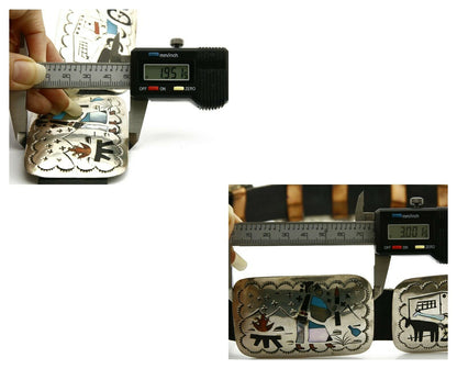 Navajo Concho Belt .925 Silver Inlaid Signed Artist Benson Boyd C.80's