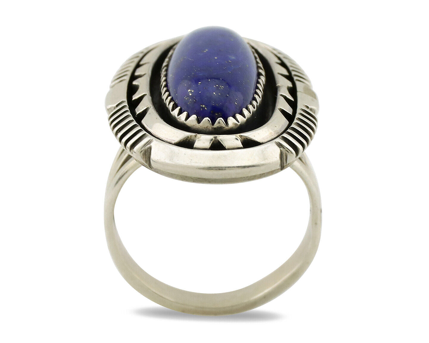 Navajo Ring 925 Silver Natural Lapis Lazuli Artist Signed William Denetdale C80s