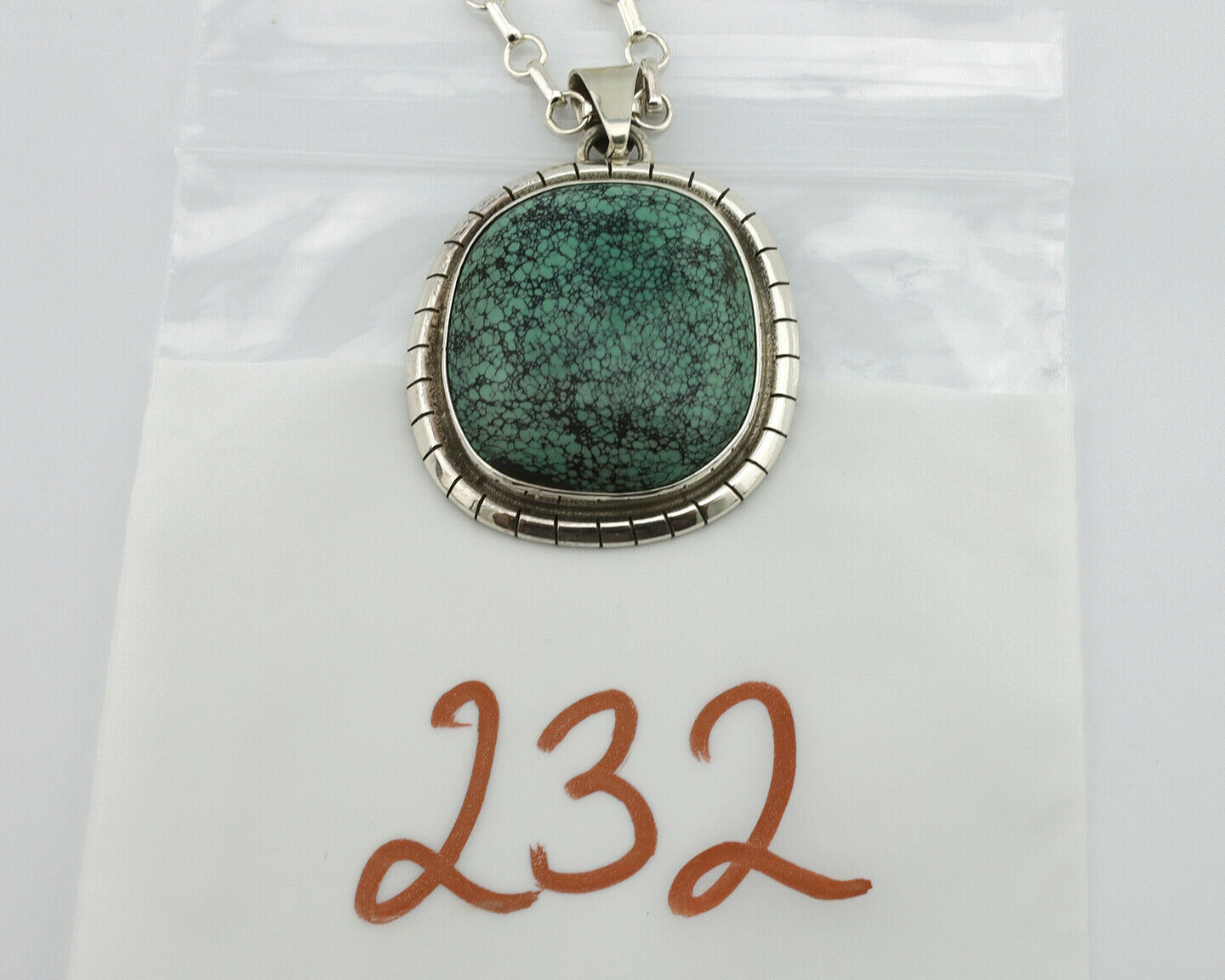 Navajo Pendant .925 Silver Spiderweb Turquoise Native American C.80's