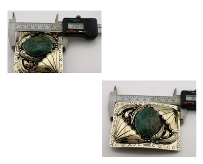 Navajo Belt Buckle .999 Nickel Handmade Hand Stamped Native American Artist C80s