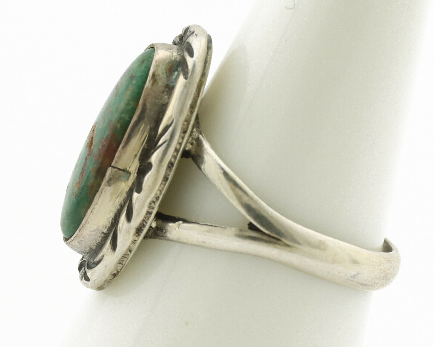 Navajo Ring .925 Silver Kingman Turquoise Native Artist Signed C.80's