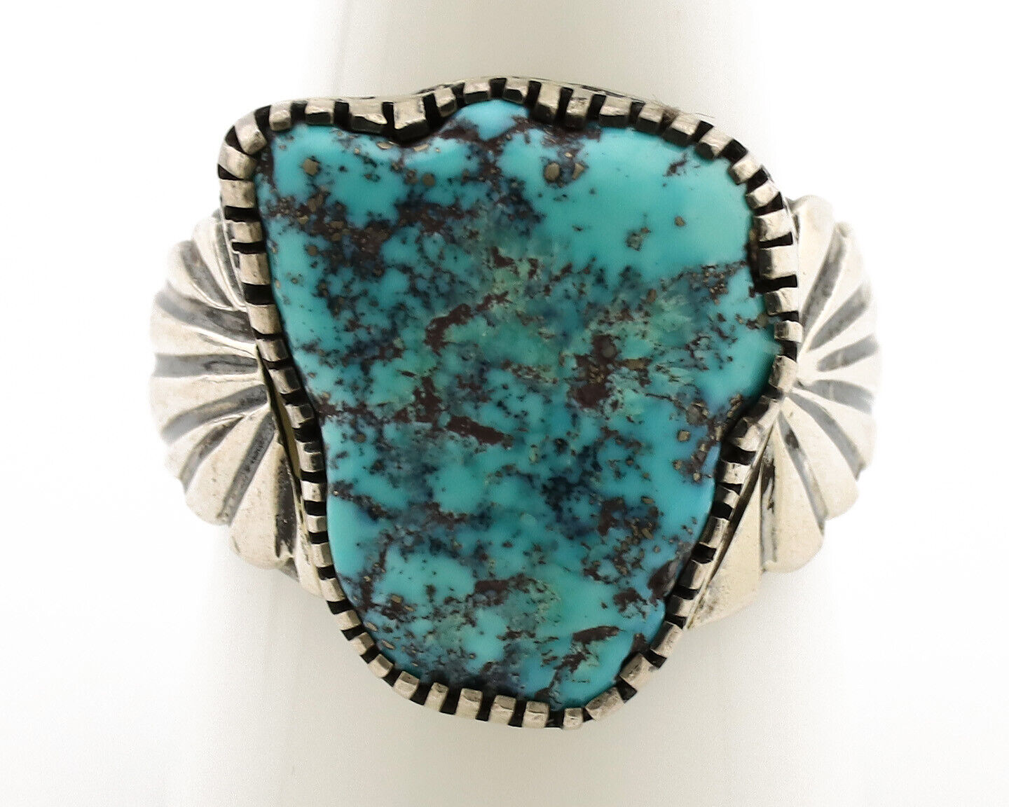 Navajo Ring .925 Silver Sleeping Beauty Turquoise Artist Signed DK C.80's