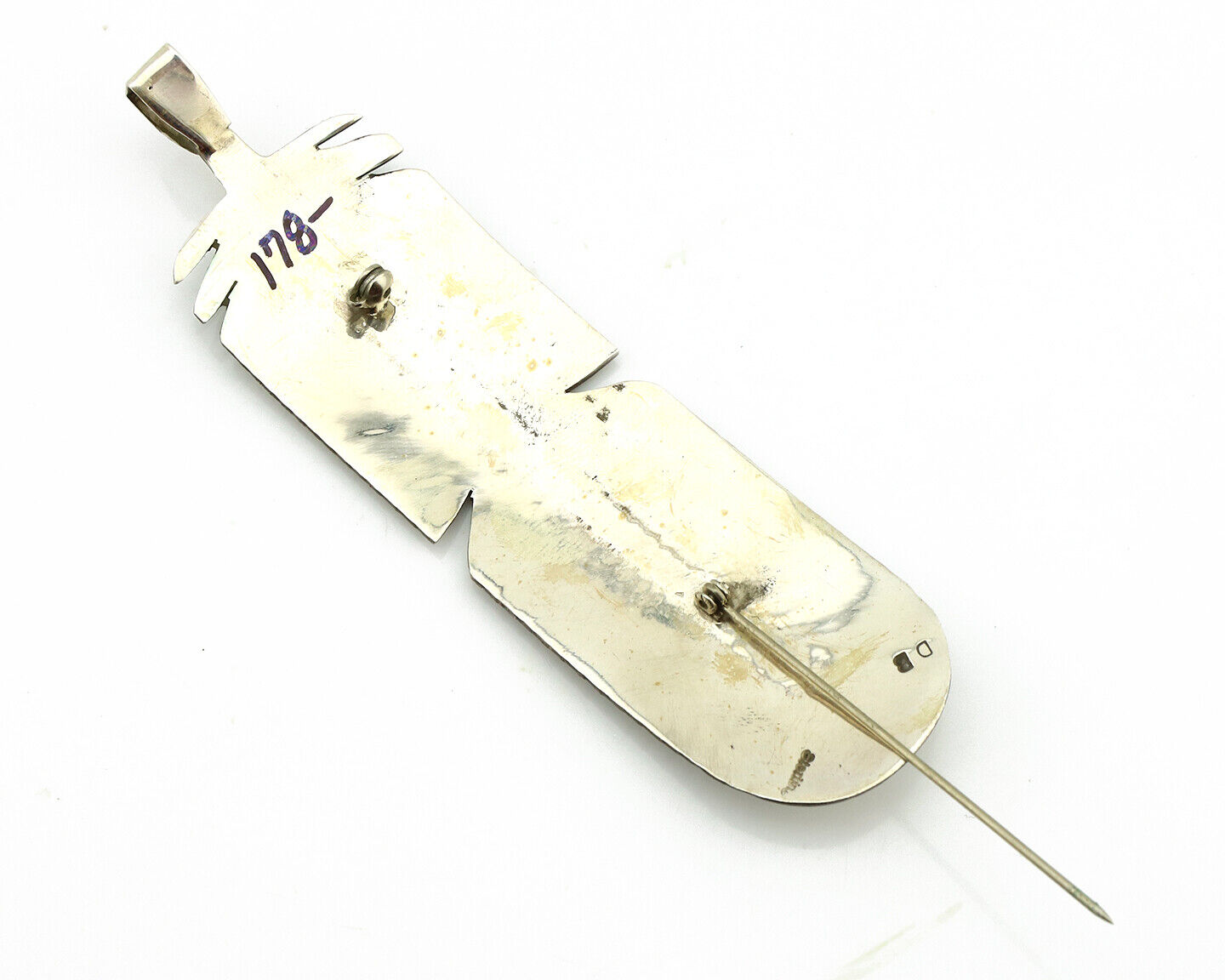 Navajo Hair Clip Barrette 925 Silver Hand Stamped Native Artist Signed BD C.80's