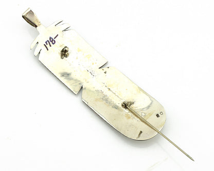 Navajo Hair Clip Barrette 925 Silver Hand Stamped Native Artist Signed BD C.80's