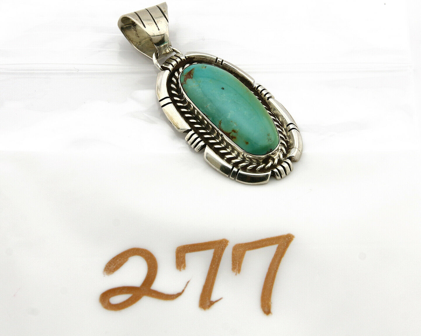 Navajo Pendant Turquoise Mountain .925 Silver Signed JJP C.80's