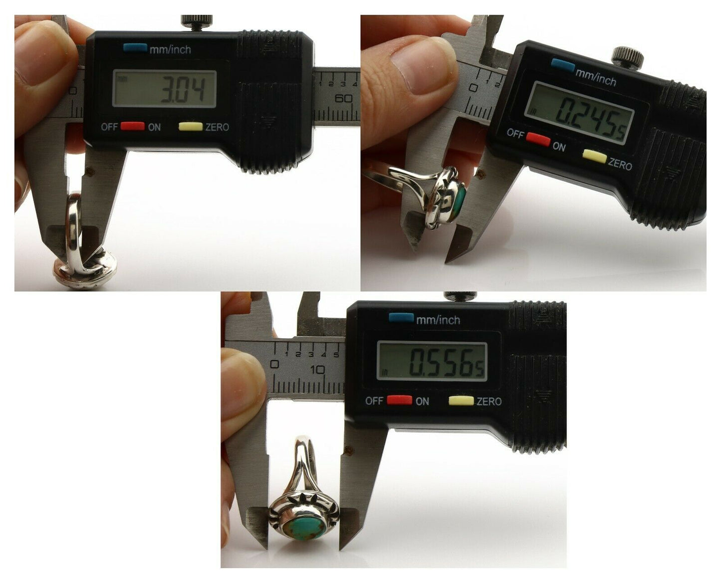 Navajo Ring .925 Silver Kingman Turquoise Artist Signed Gecko C.90's