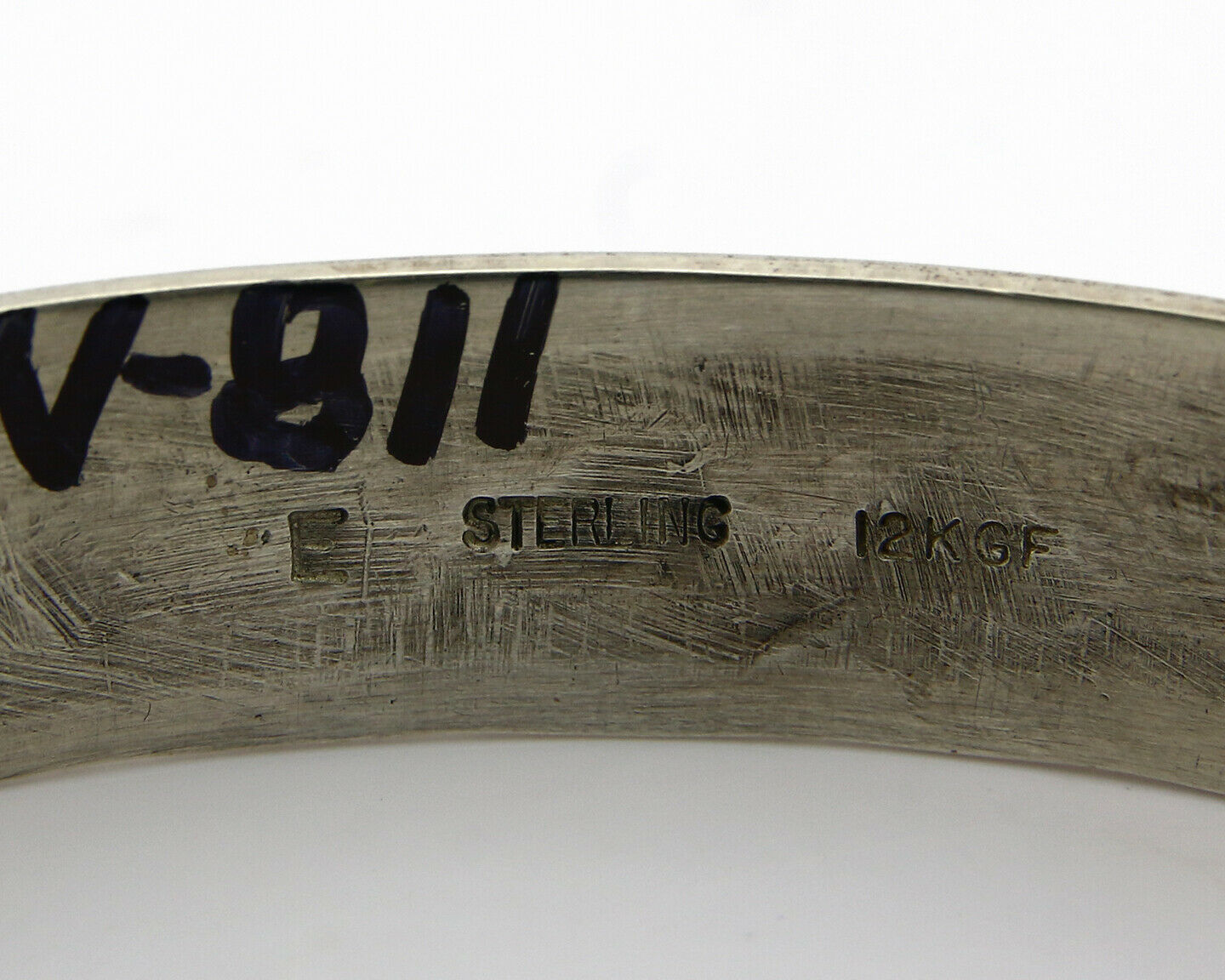 Navajo Bracelet SOLID .925 Silver & 12K Gold Filled Signed E Cuff C.80's