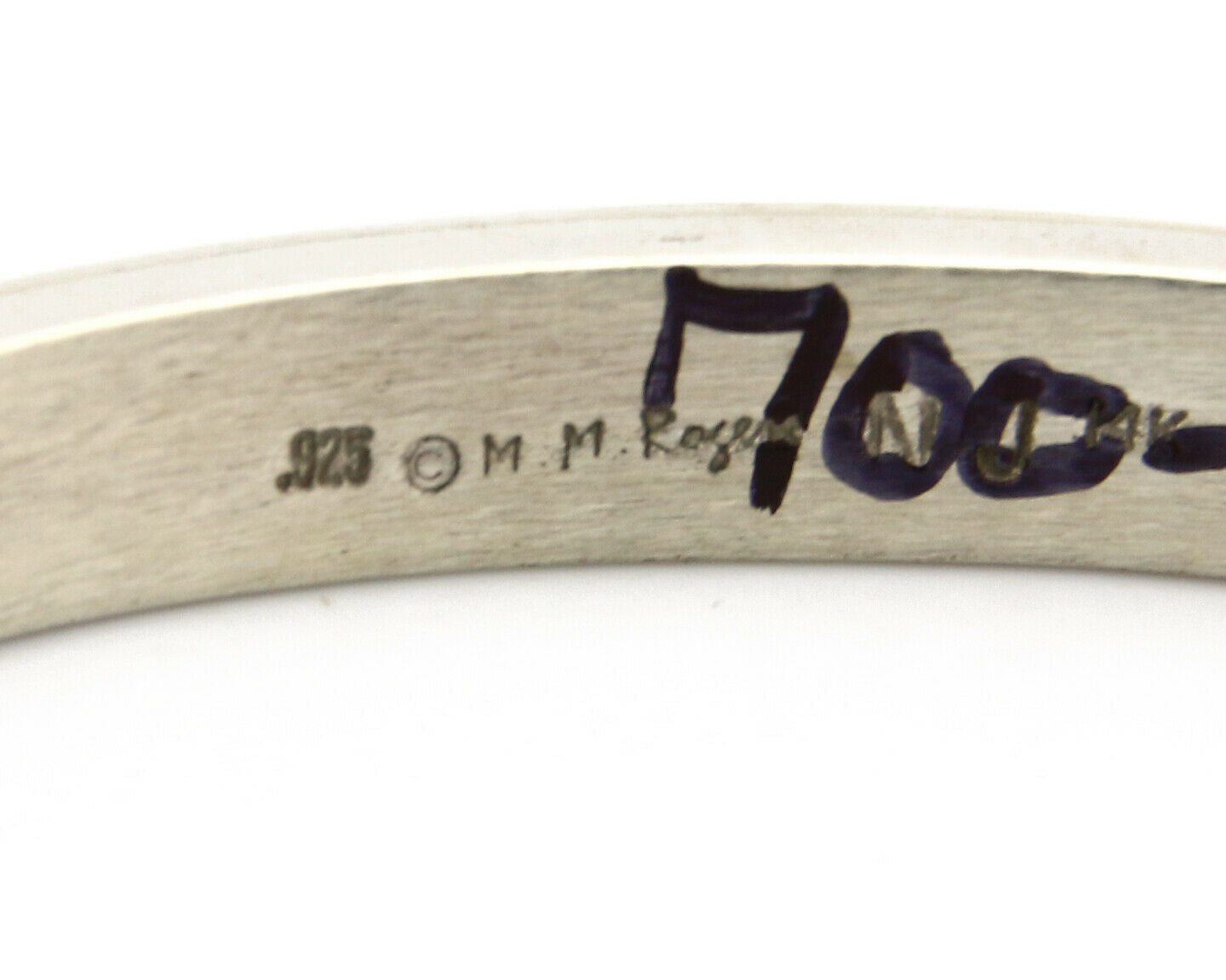 Navajo Bracelet .925 Silver SOLID 14k Yellow Gold Signed MM Rogers & NJ C80-90s