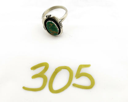 Navajo Ring .925 Silver Fox Mine Turquoise Handmade Native American Artist C80s