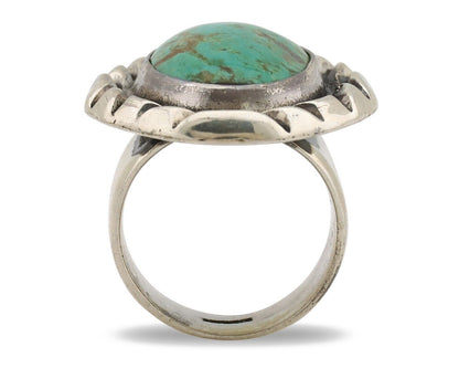 Navajo Ring 925 Silver Kingman Turquoise Native Artist Signed C Montoya C.80's
