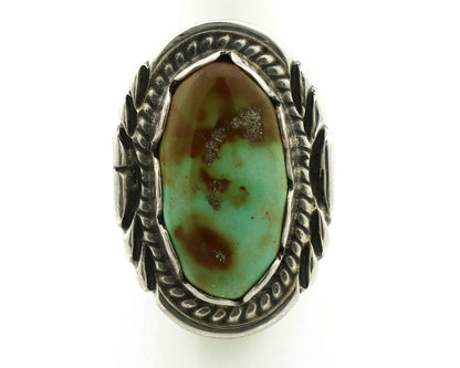 Navajo Ring .925 Silver Natural Green Turquoise Signed Apache C.80's