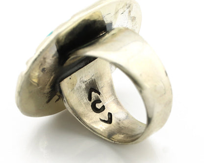 Navajo Ring 925 Silver Spiderweb Turquoise Signed C Montoya C.80's
