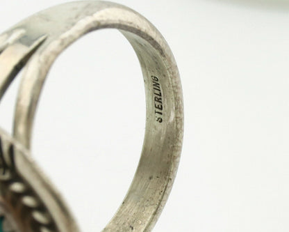 Navajo Ring .925 Silver Kingman Turquoise Native American Artist C.1980's