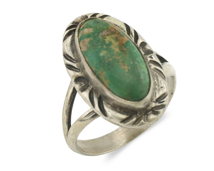 Navajo Ring .925 Silver Natural Mined Turquoise Native Artist Signed C.80's
