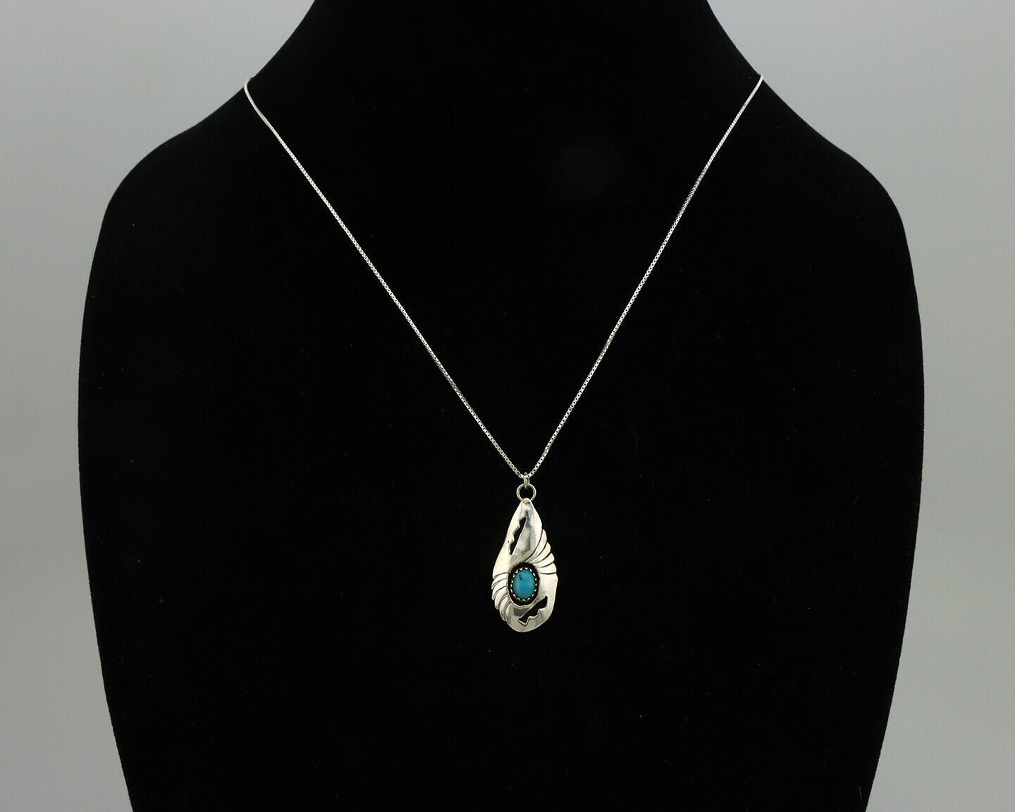 Navajo Pendant .925 Silver Blue Turquoise Native American C.80's