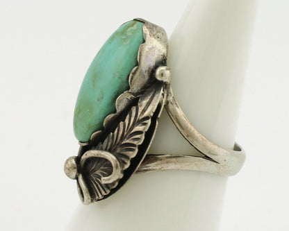 Navajo Ring .925 Silver Kingman Turquoise Native American Signed C.80's