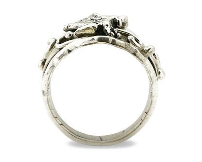 Navajo Eagle Ring .925 SOLID Silver Handmade Signed Artist S Circa 1980's