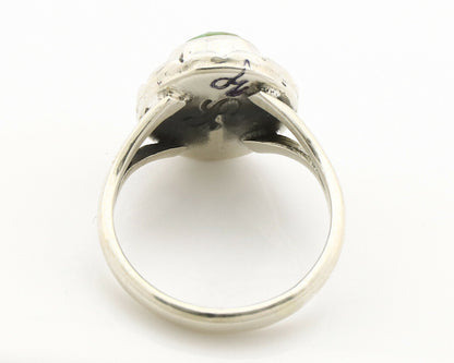 Navajo Ring .925 Silver Kingman Turquoise Artist Signed Gecko C.90's