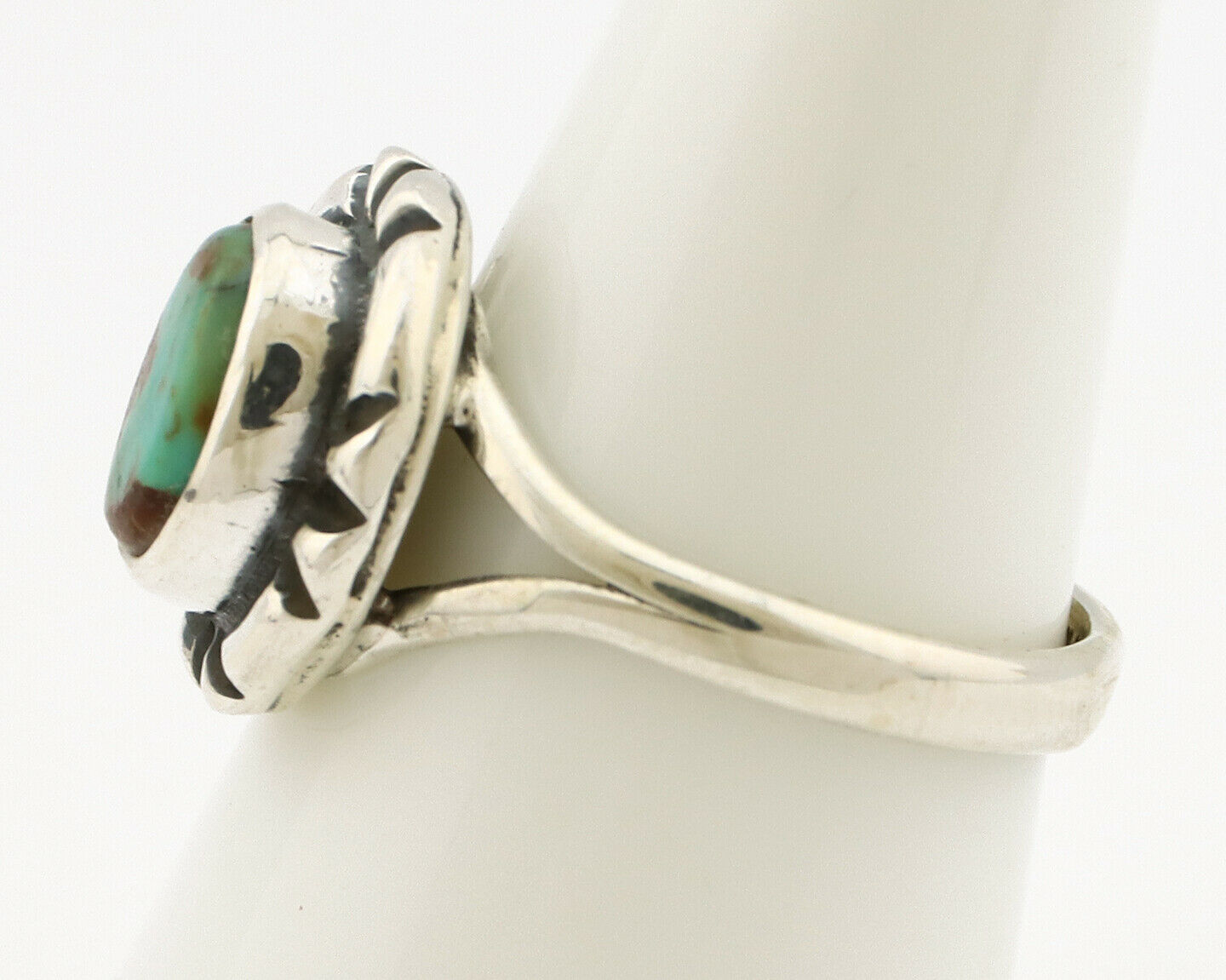 Navajo Ring .925 Silver Kingman Turquoise Artist Signed Gecko C.90's