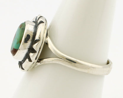 Navajo Ring .925 Silver Kingman Turquoise Artist Signed Gecko C.90's