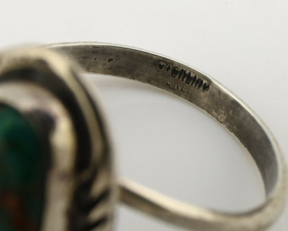 Navajo Ring .925 Silver Royston Turquoise Native American Artist C.1980's
