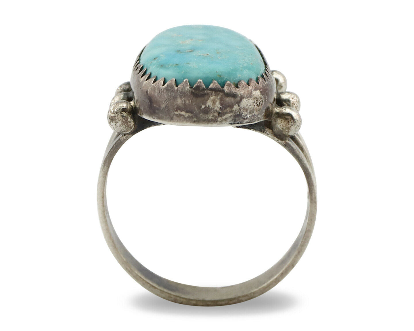 Navajo Ring .925 Silver Morenci Turquoise Native American Artist C80s