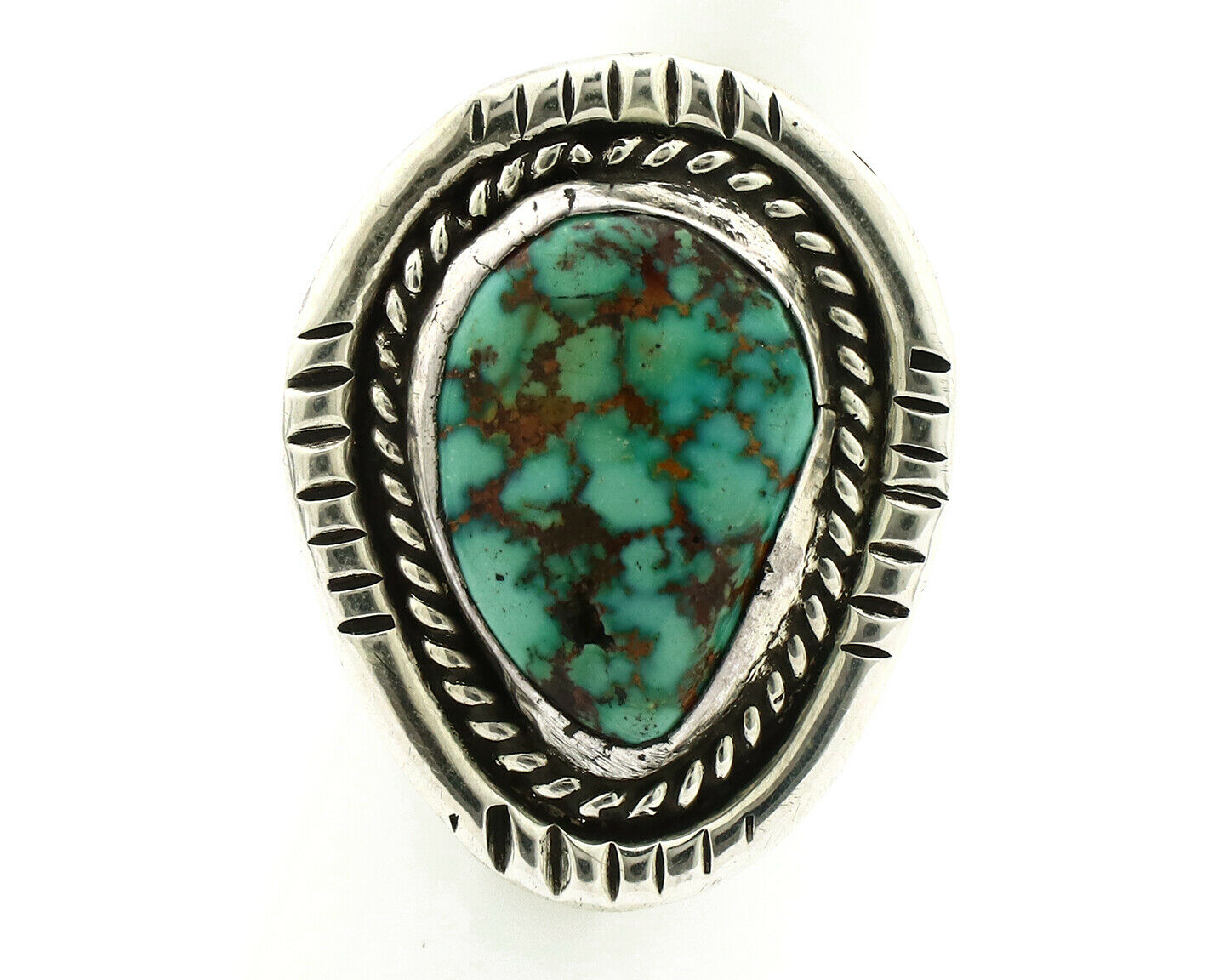 Navajo Ring .925 Silver Spiderweb Turquoise Native American Artist C.80's