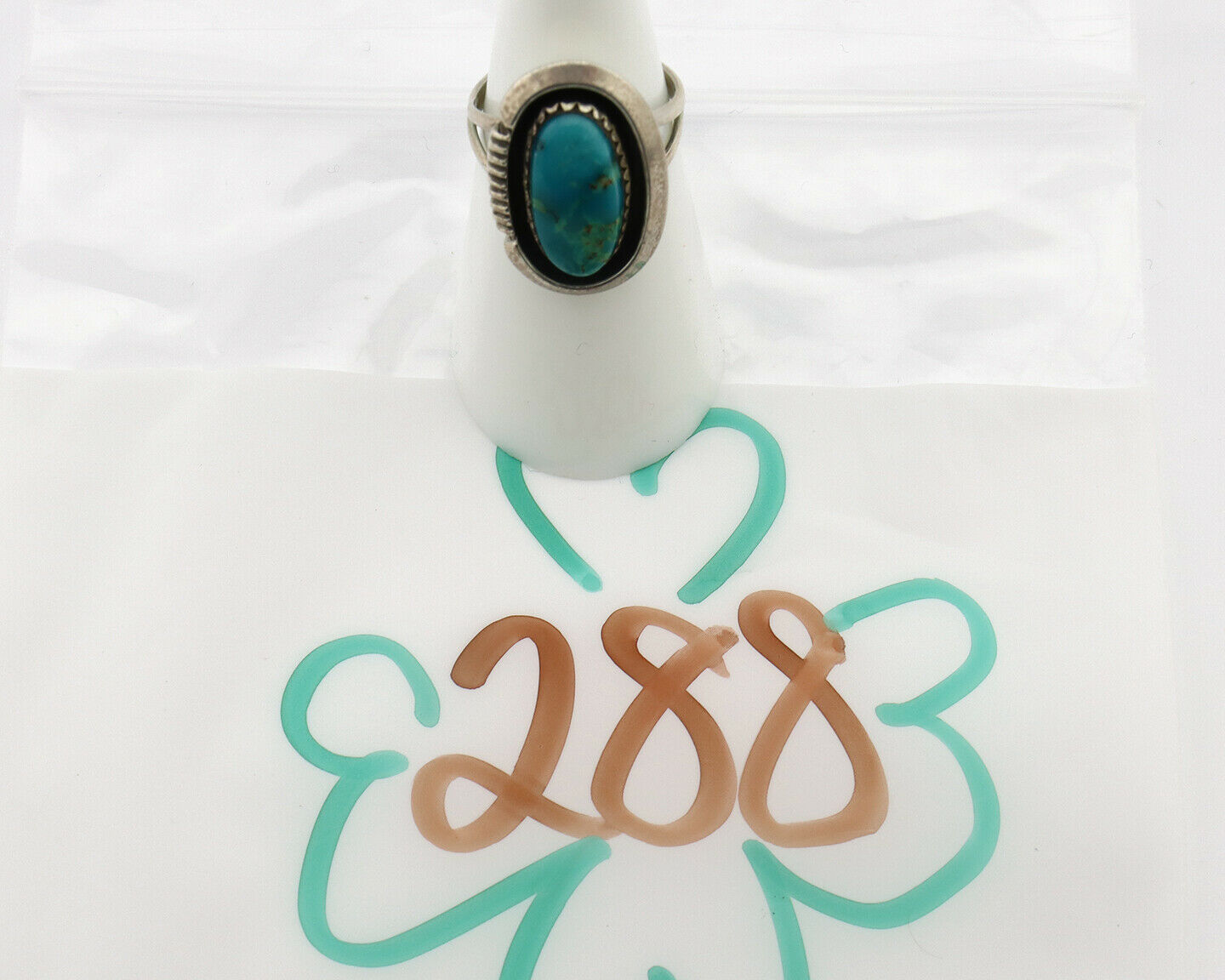 Navajo Ring .925 Silver Nevada Turquoise Native American Artist C.1980's