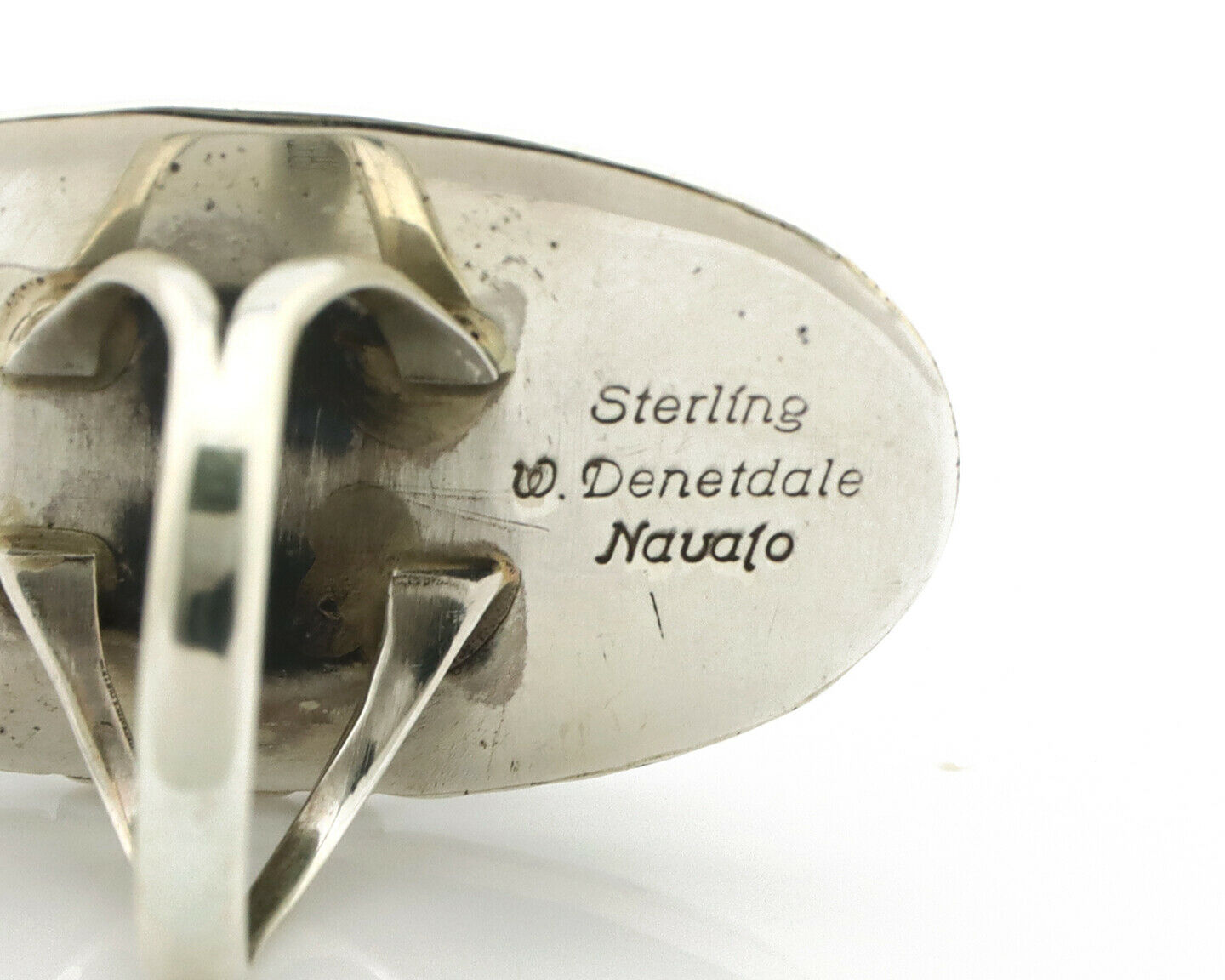 Navajo Ring .925 Silver Kingman Turquoise Signed William Denetdale C.80's