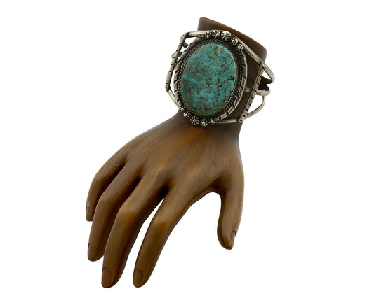 Navajo Bracelet .925 Silver Blue Diamond Turquoise Native American Artist C.80's