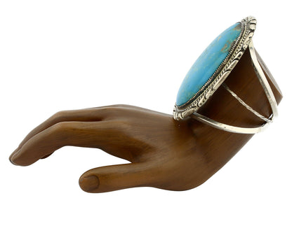 Navajo Bracelet .925 Silver Kingman Turquoise Native American Artist C.75's