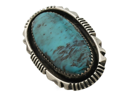 Navajo Ring .925 Silver Spiderweb Turquoise Artist Signed Begay C.1980's